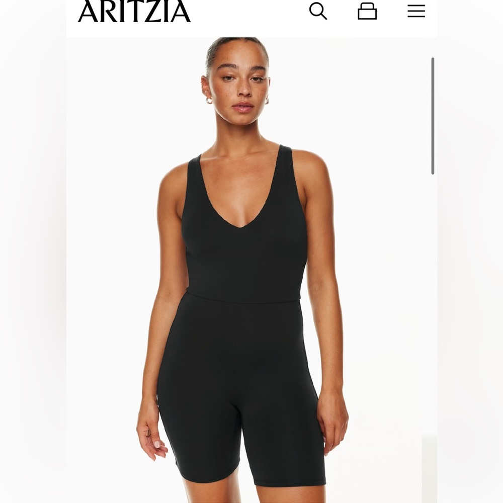 Aritzia Black V-Neck Romper